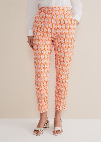 Phase Eight Elysia Geo Cigarettes Trousers Pink/Orange Canada | IEGNAO-729